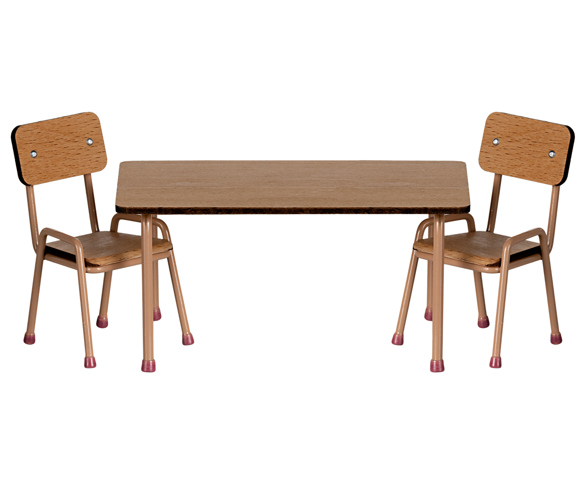Maileg Table and Chair Set In Dark Powder For Mouse