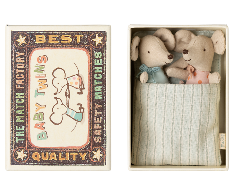 Maileg Twins Baby Mice In Matchbox