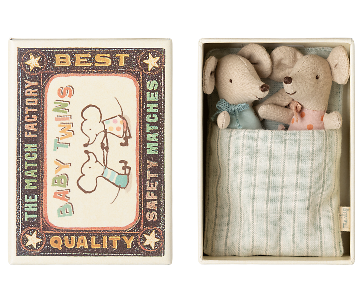 Maileg Twins Baby Mice In Matchbox