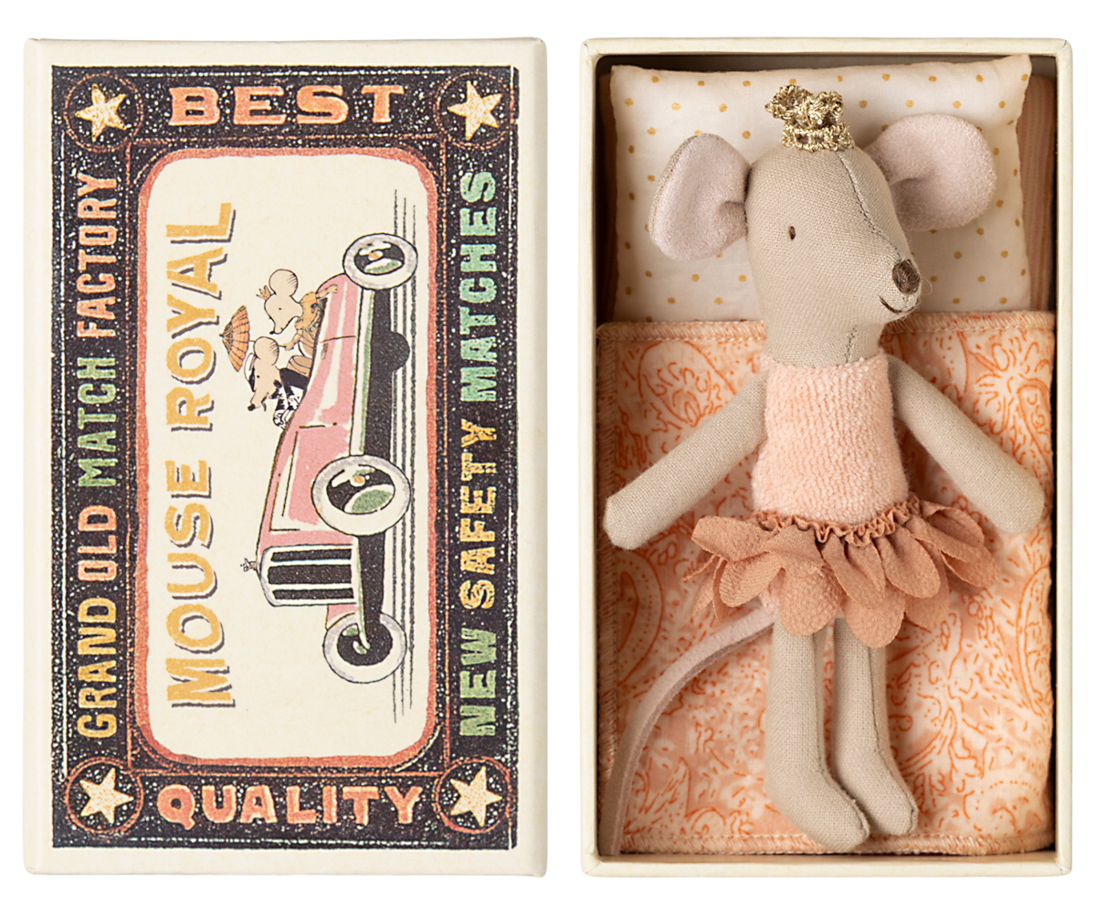 Maileg Little Sister Princess Mouse In Matchbox