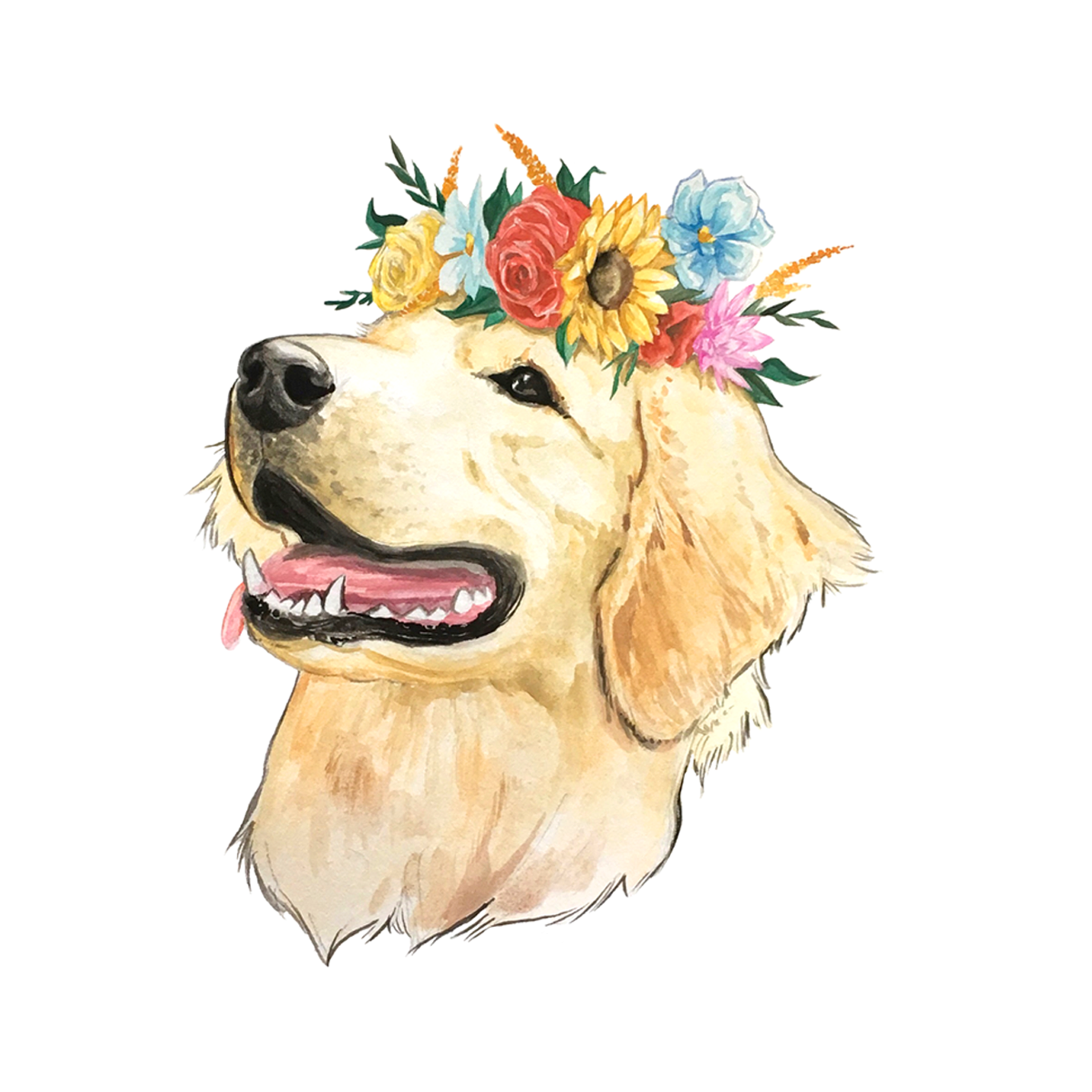 Big Moods Flower Crown Golden Retriever Sticker