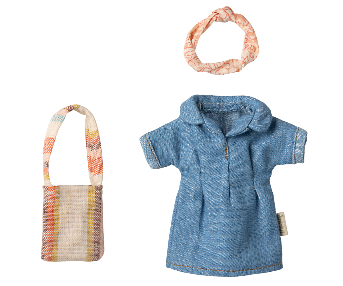 Maileg Mum Mouse Denim Dress and Bag