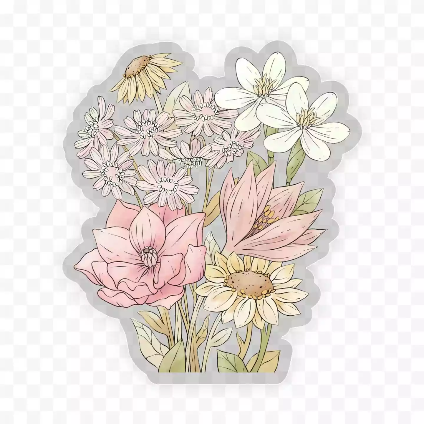 Big Moods Spring Flowers Clear Sticker