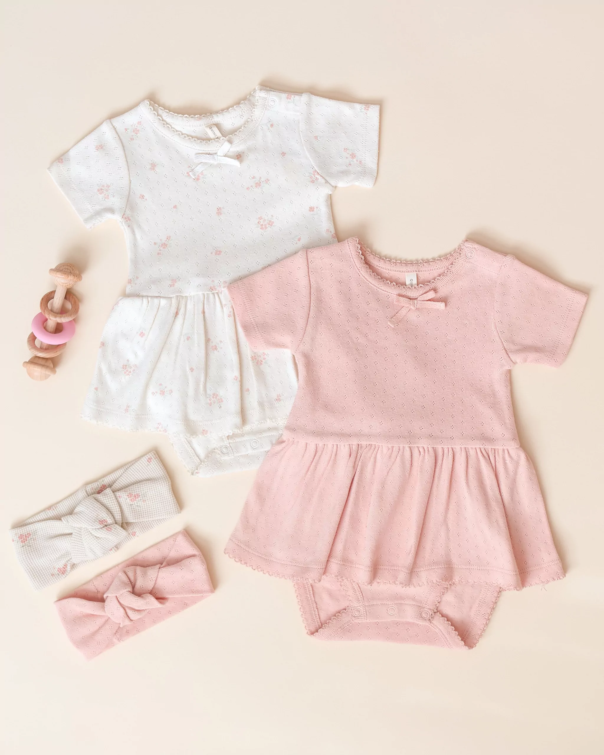 Quincy Mae Pointelle Skirted Bodysuit In Melon