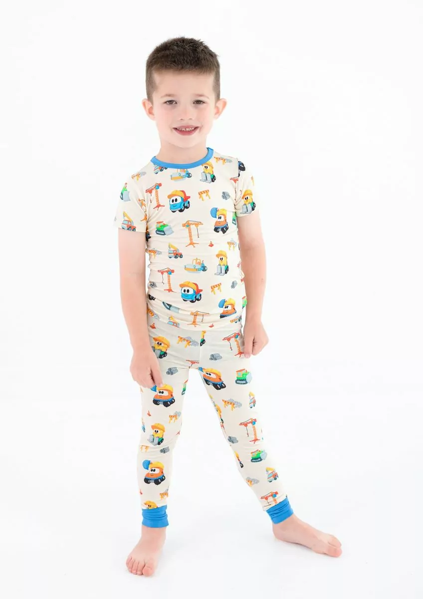 Birdie Bean Leo The Truck Construction Buddies Bamboo Viscose Short Sleeve Pajama Set