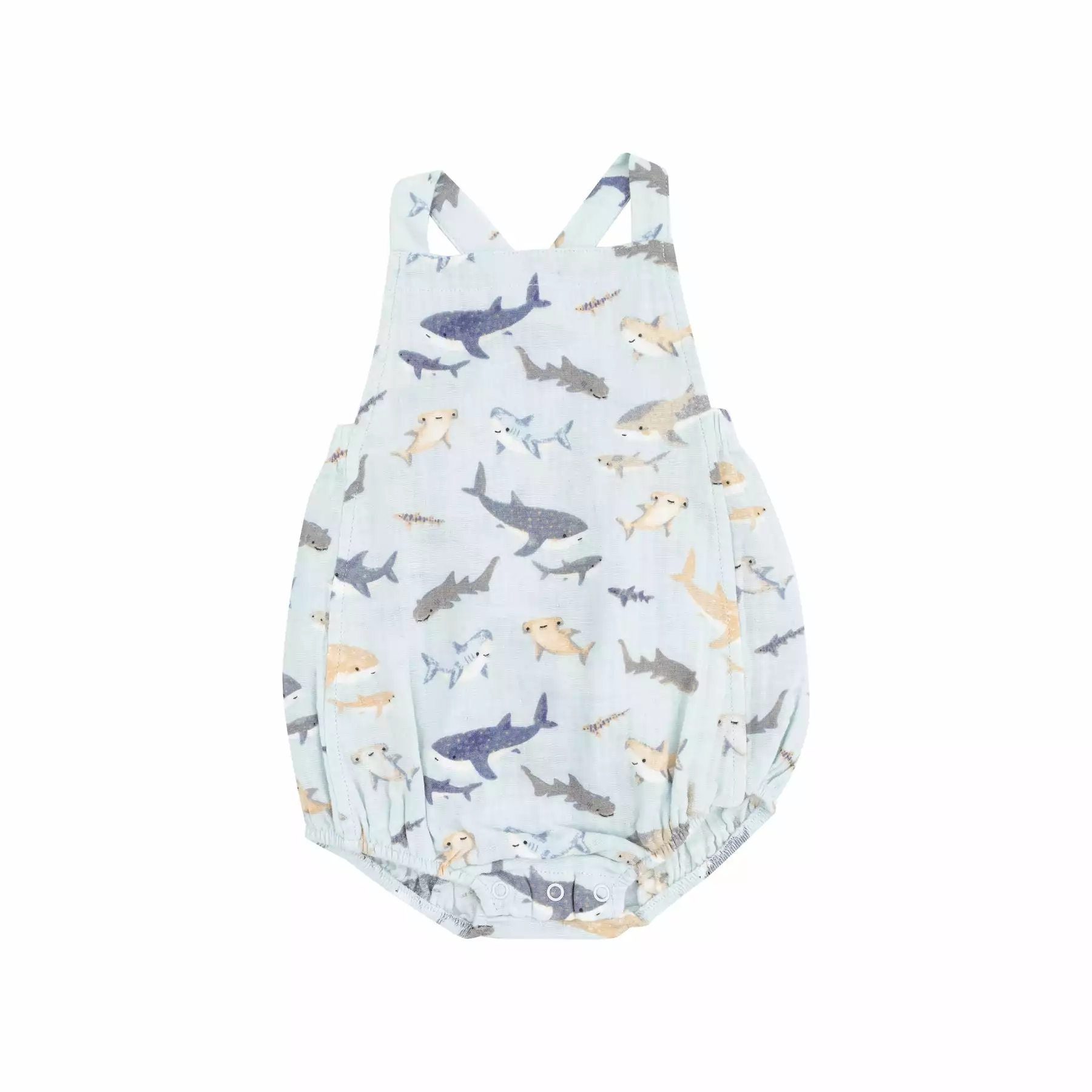 Angel Dear Sharks Muslin Retro Sunsuit Angel Dear Sharks Muslin Retro Sunsuit
