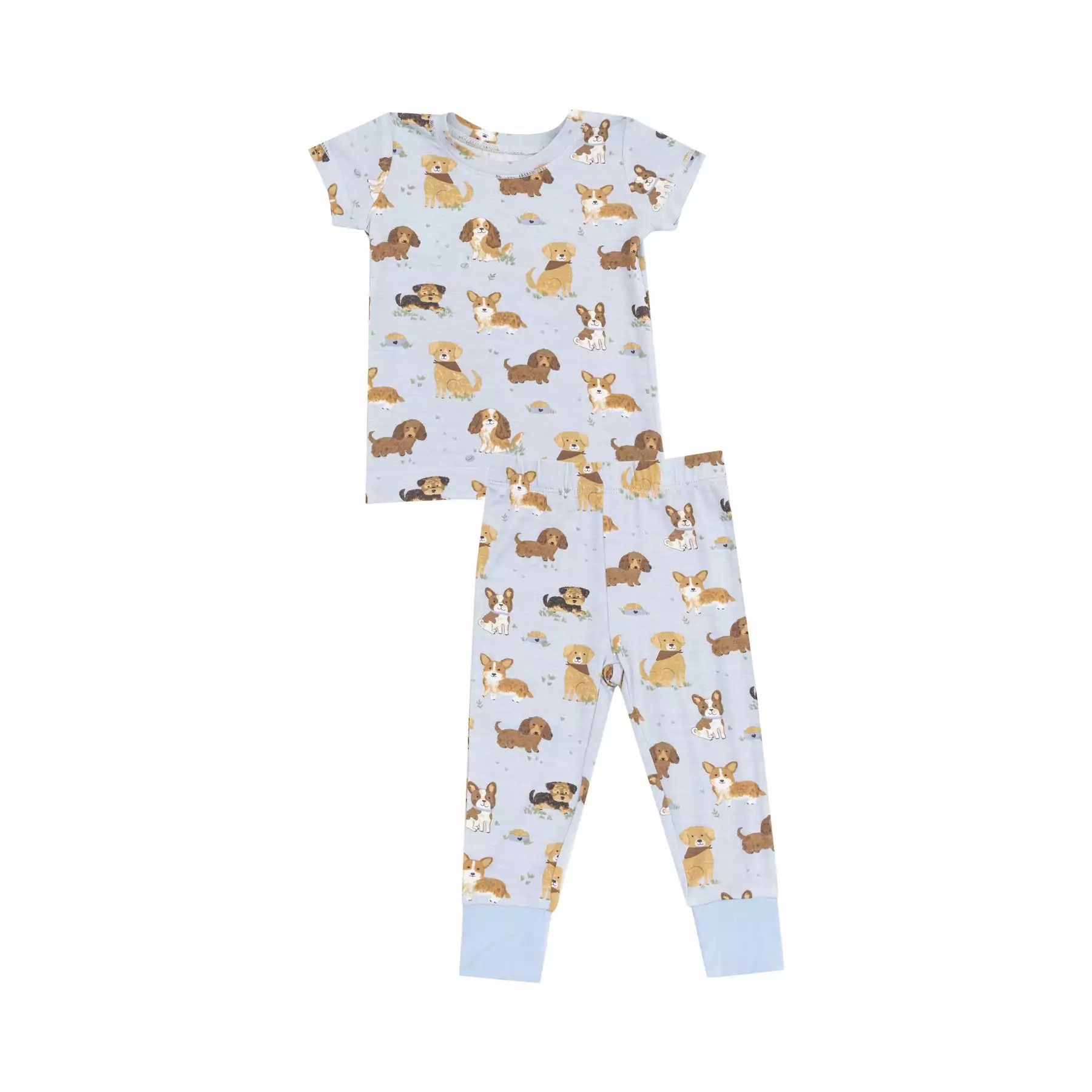 Angel Dear Best Friend Dogs Blue Bamboo Viscose Short Sleeve Loungewear Set