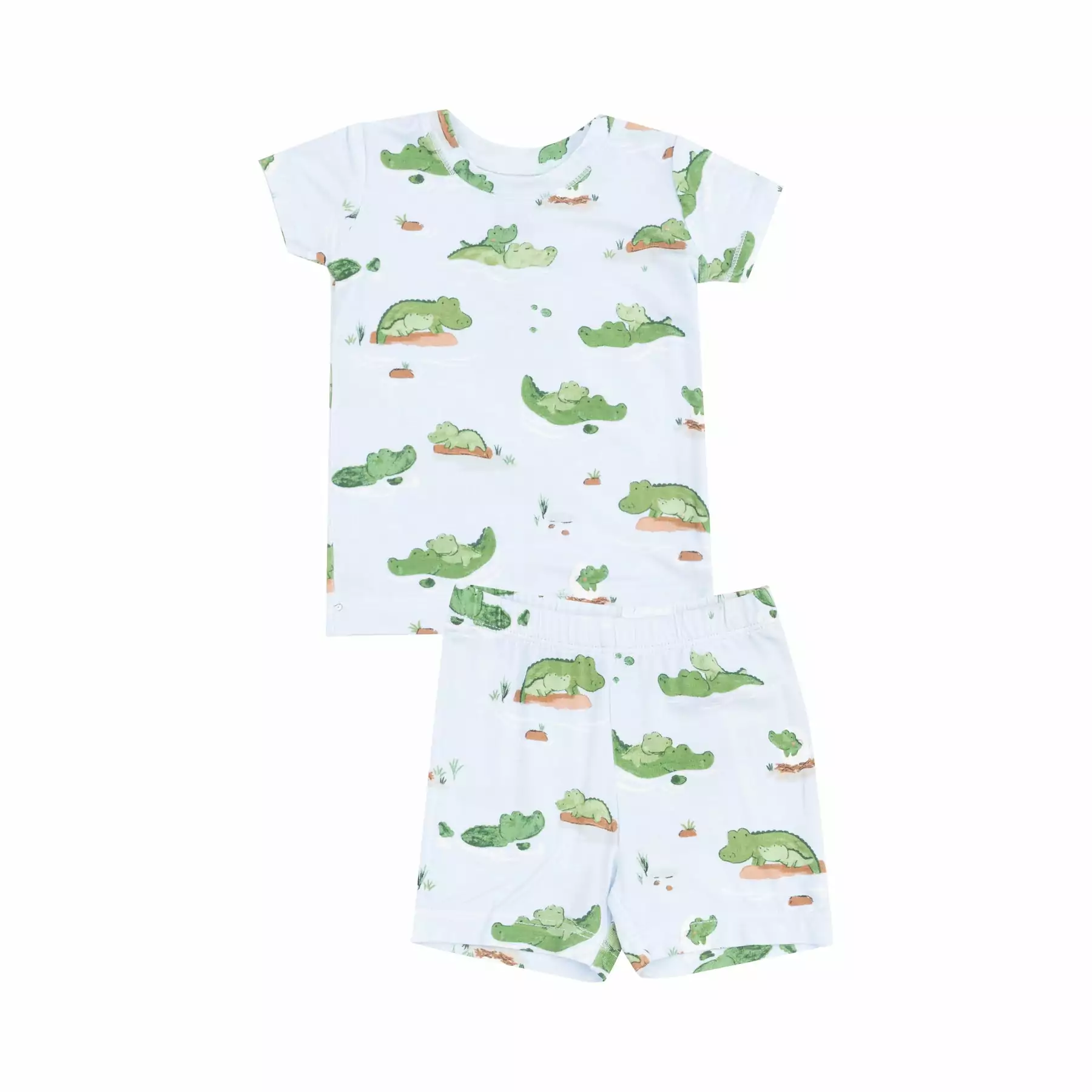 Angel Dear Alligator Blue Bamboo Viscose Loungewear Short Set