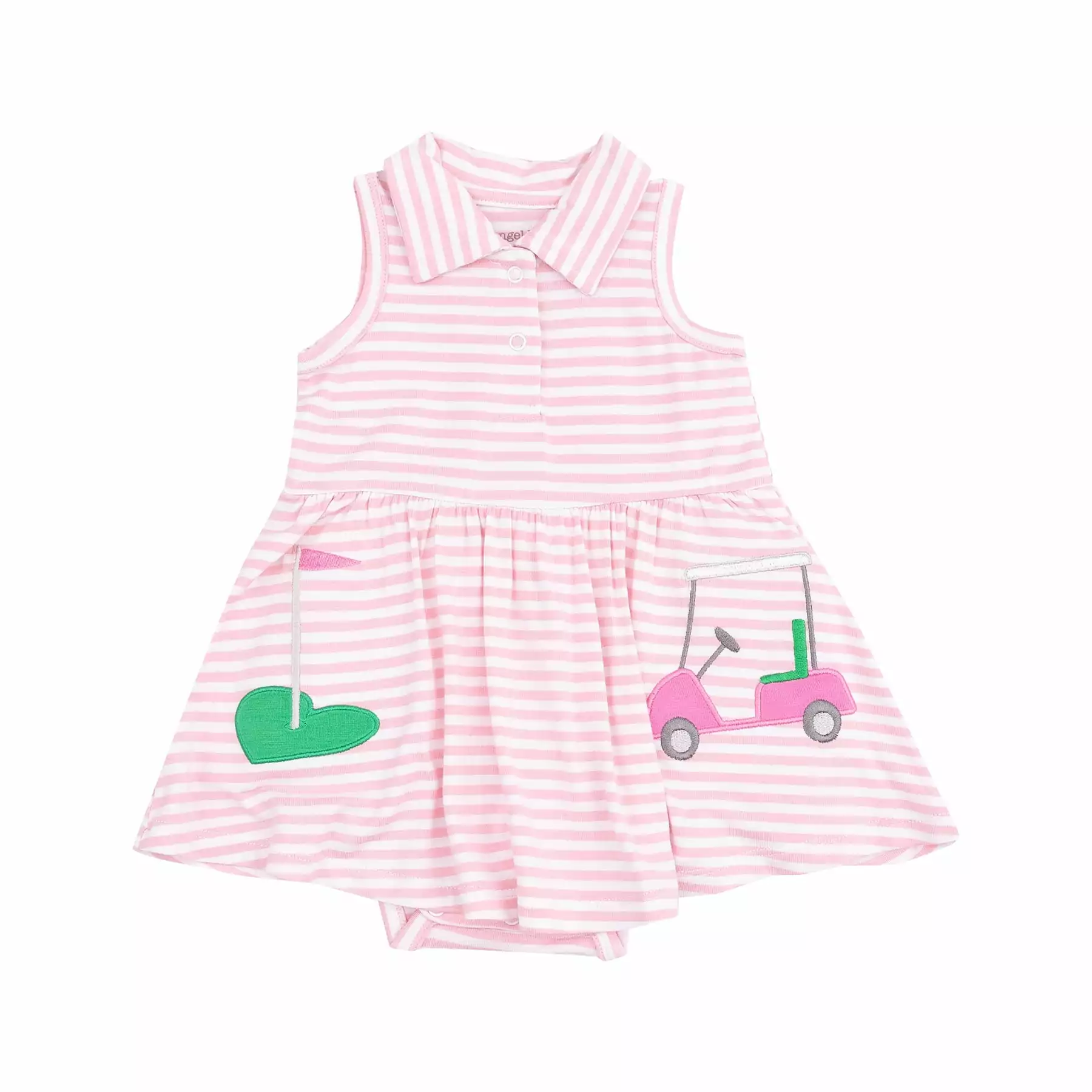 Angel Dear Golf Pink Mini Applique Polo Collar Bamboo Viscose Bodysuit Dress