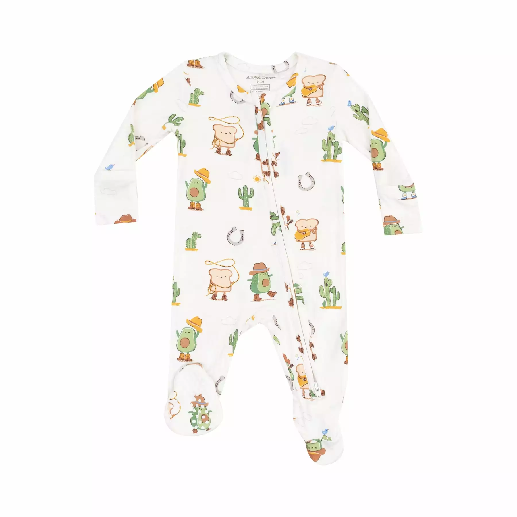 Angel Dear Avocado Toast Western Bamboo Viscose Zipper Footie