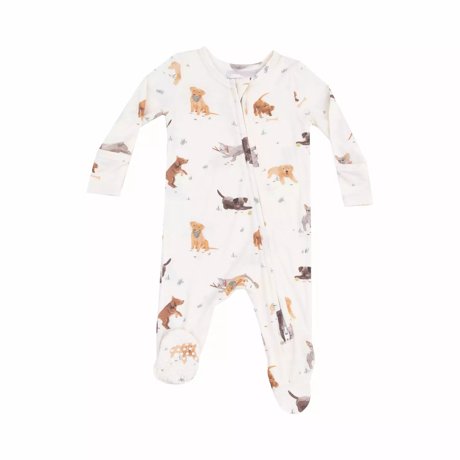 Angel Dear Watercolor Puppies Bamboo Viscose Zipper Footie