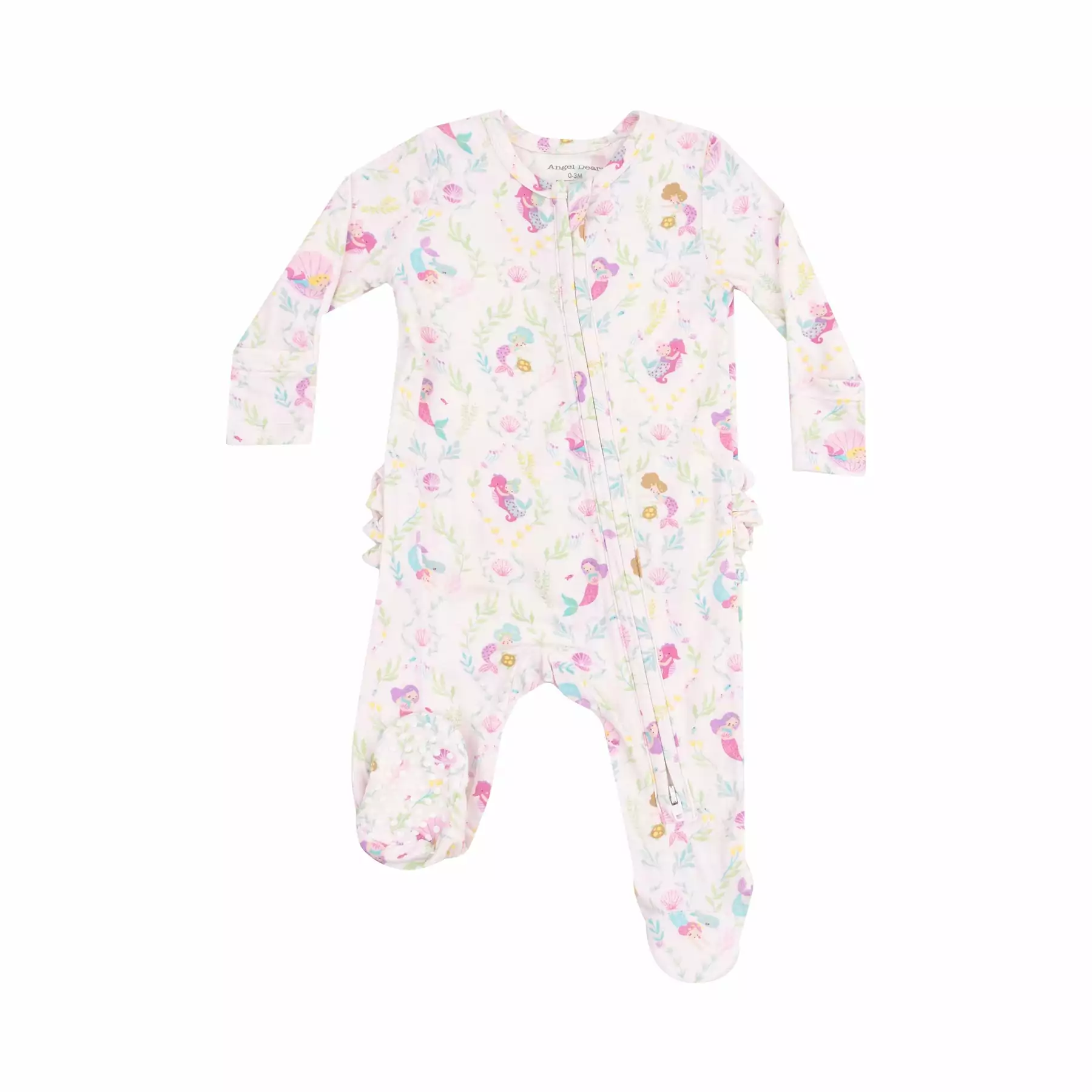 Angel Dear Mermaids Bamboo Viscose Zipper Ruffle Back Footie