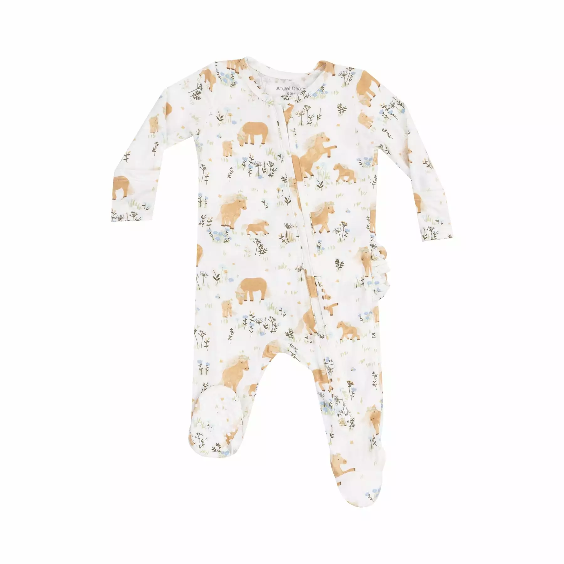 Angel Dear Pretty Ponies Bamboo Viscose Zipper Ruffle Back Footie
