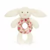 Blossom Cream Bunny 'Berry" Ring Rattle made by Jellycat
