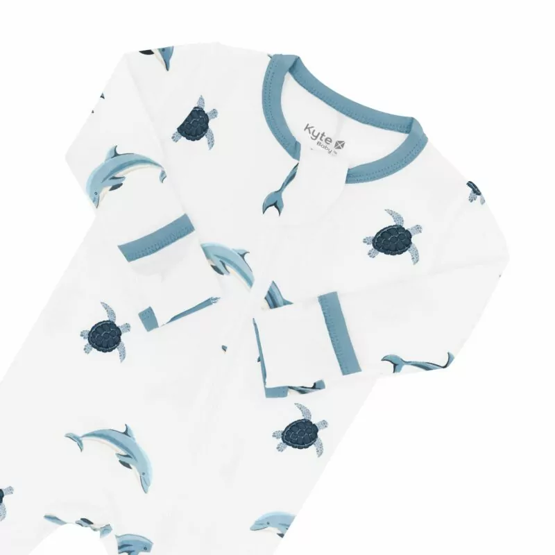 Zippered Footie in Dolphin