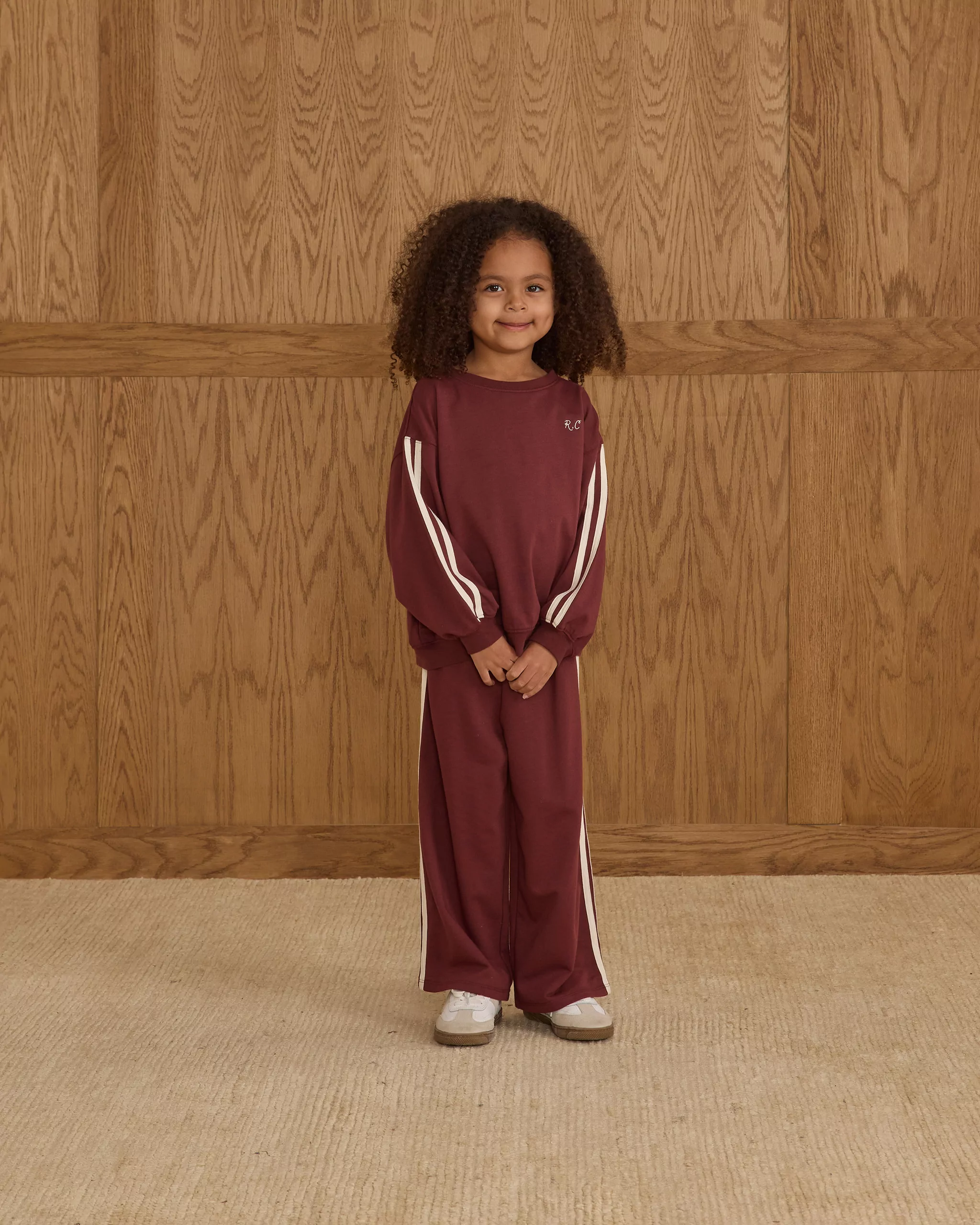 Rylee & Cru Track Pant In Burgundy