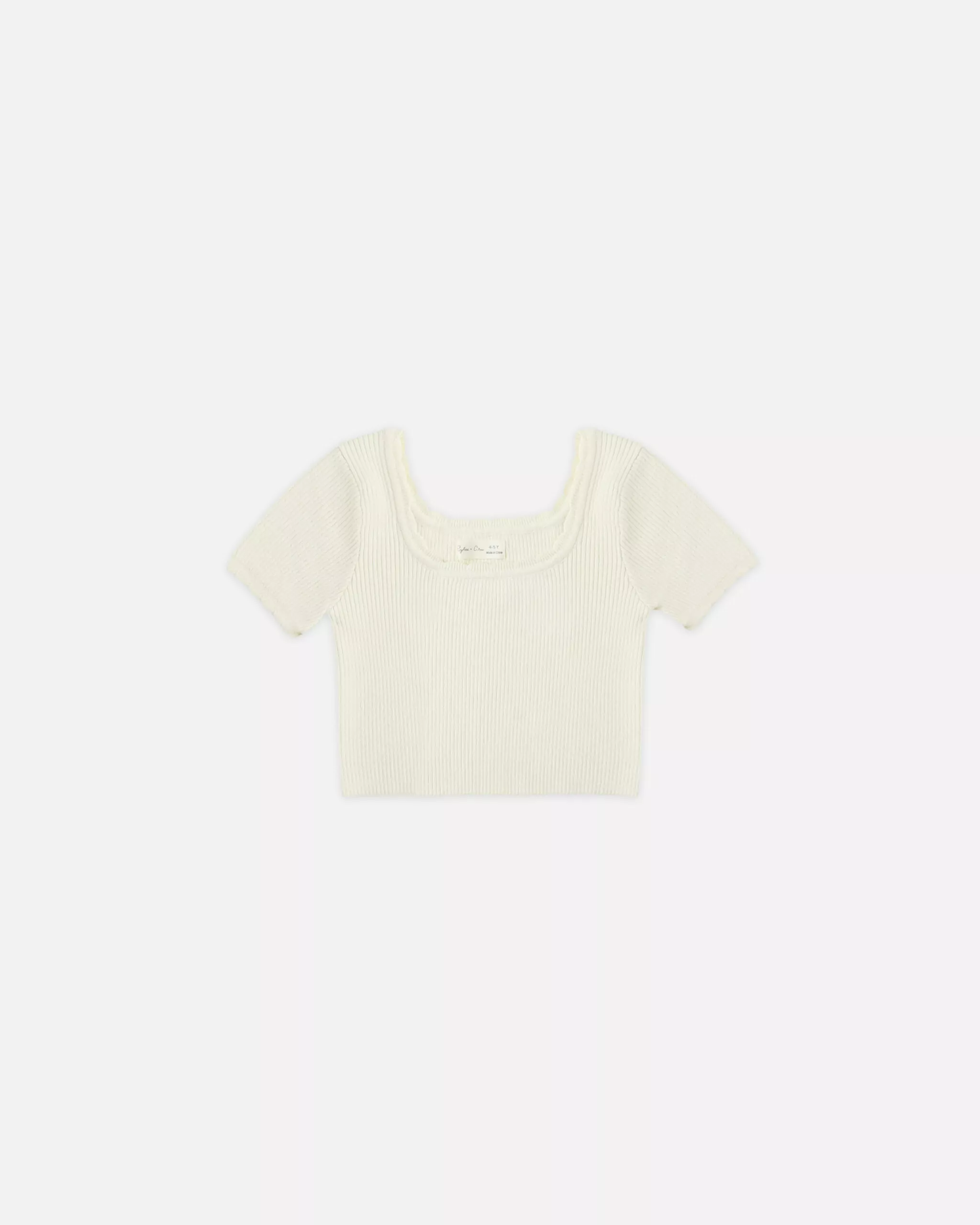 Rylee & Cru Scallop Tee In Natural