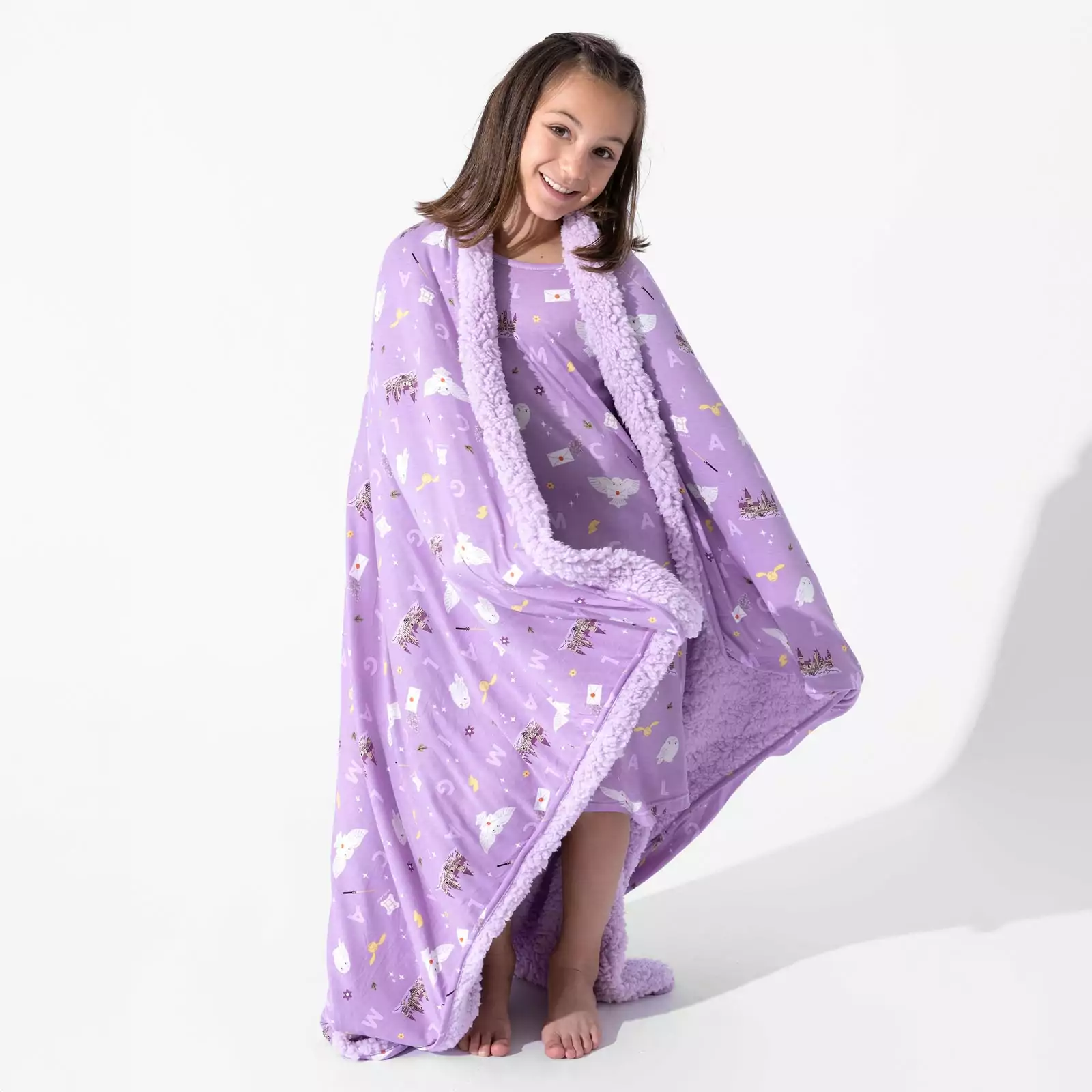 Bellabu Bear Harry Potter Hedwig's Magical Mail Bamboo Viscose Sherpa Blanket