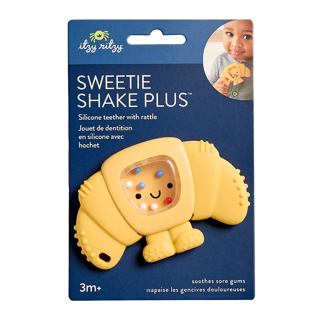 Itzy Ritzy Croissant Sweetie Shake Plus - Teething + Rattle Toy