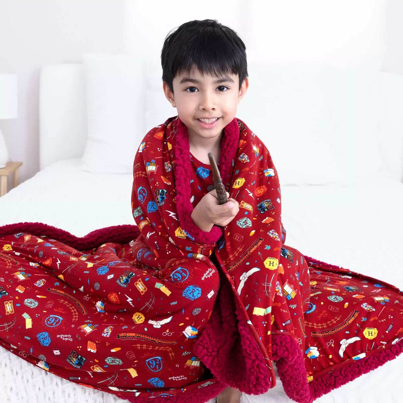 Bellabu Bear Harry Potter Hogwarts Express Bamboo Viscose Sherpa Blanket