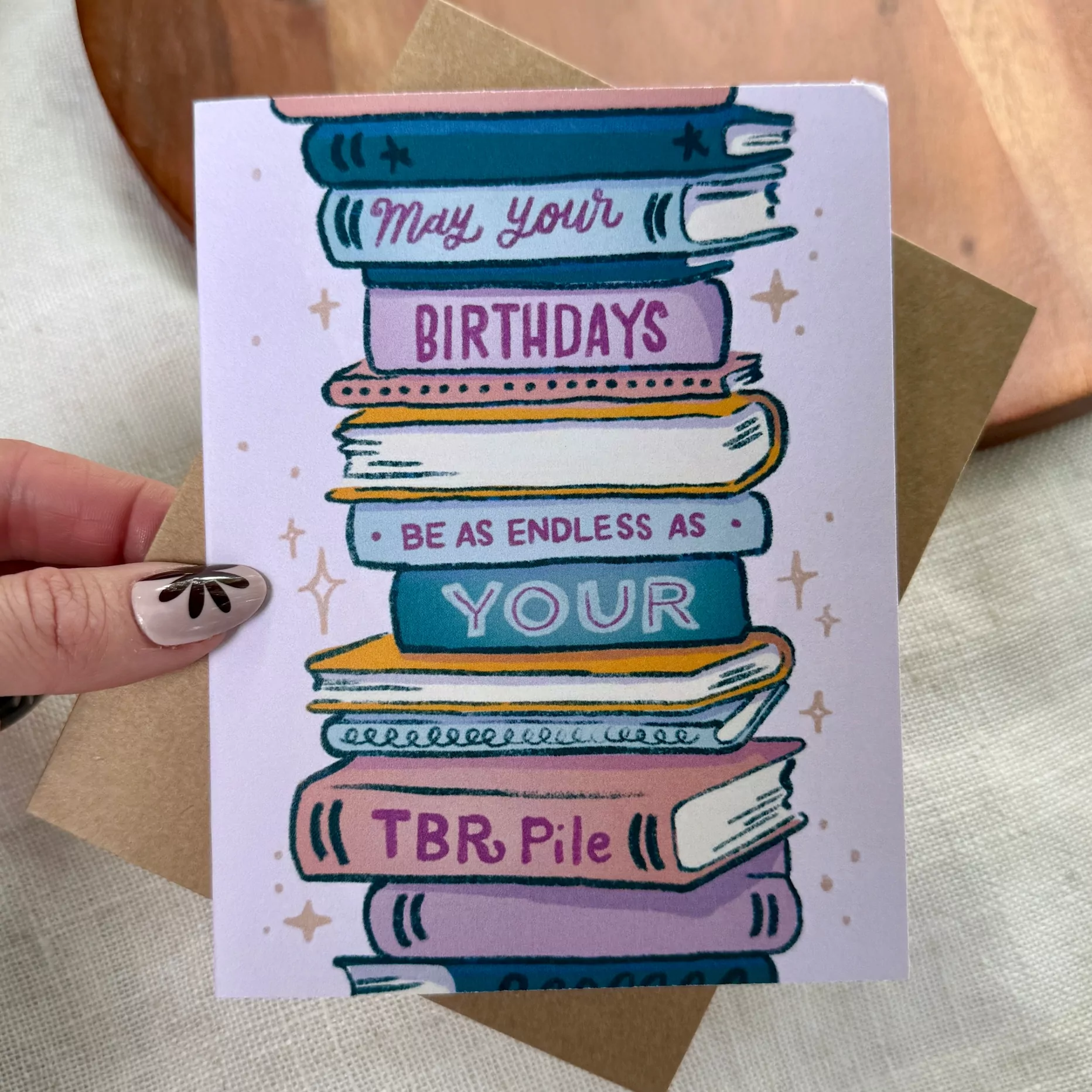 Big Moods Endless TBR Pile Bookish Birthday Card