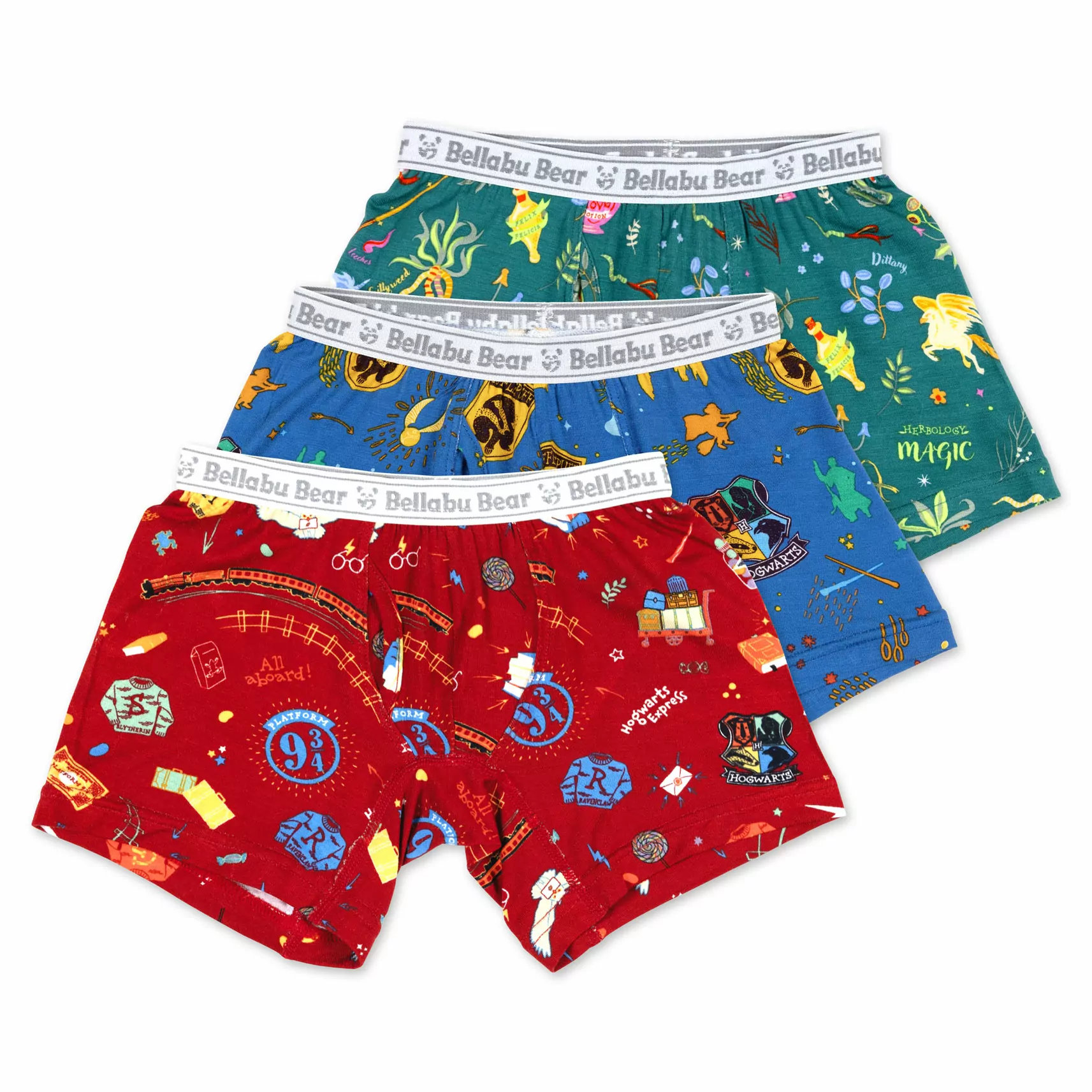 Bellabu Bear Harry Potter House Pride Bamboo Viscose Brief Boxer Underwear 3-Pack