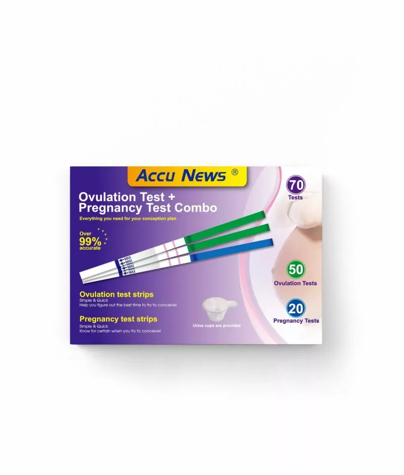 Ovulation (LH)+ Pregnancy (hCG) Combo Tests made by Accu News Ovulation (LH)+ Pregnancy (hCG) Combo Tests made by Accu News