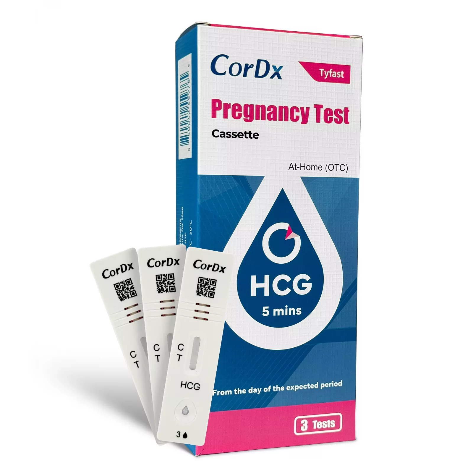 CorDx One Step hCG Pregnancy Test Cassette 3 Pack