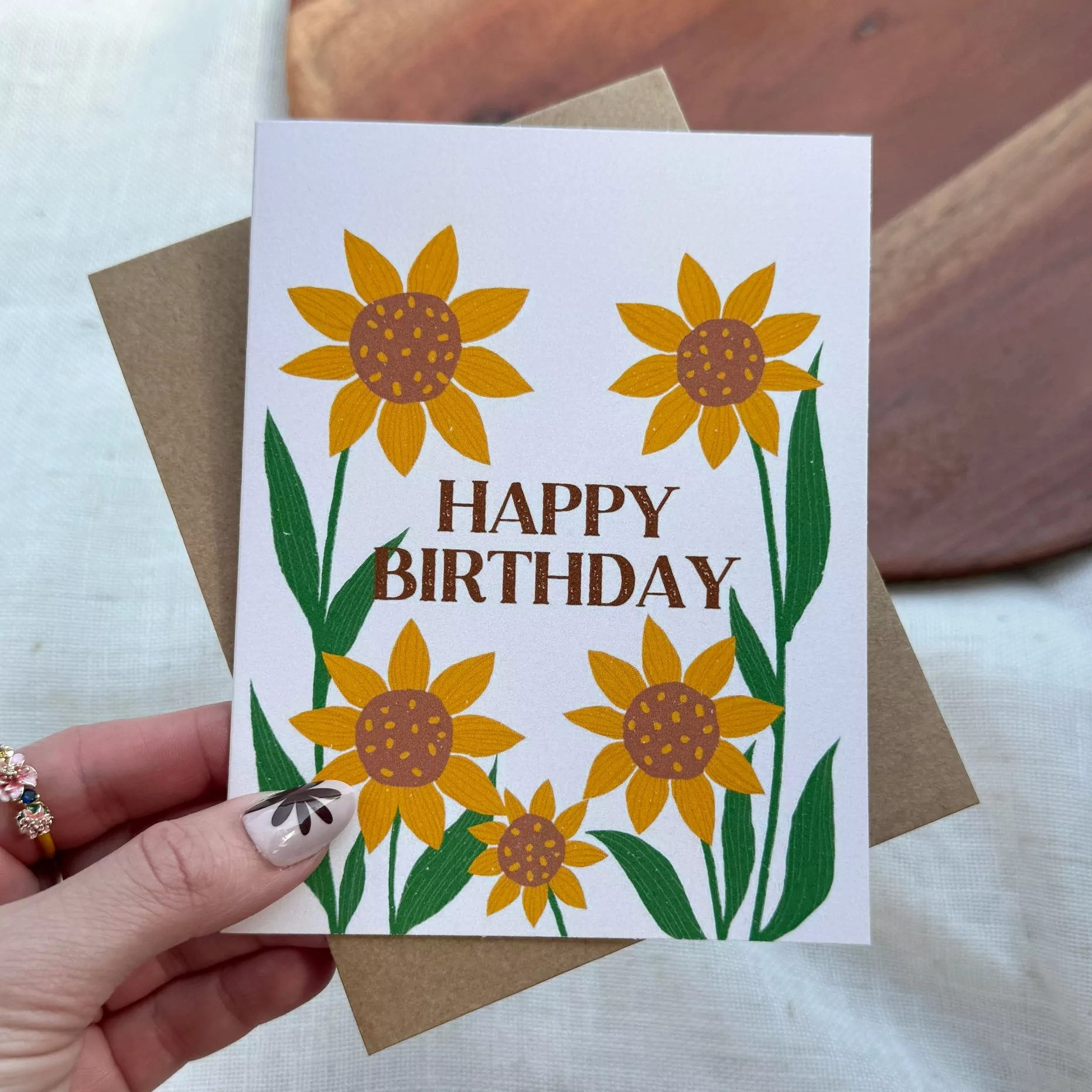 Big Moods Happy Birthday Sunflower Design Greeting Card