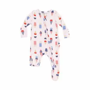 Angel Dear American Ice Cream Pink Bamboo Viscose Zipper Footie