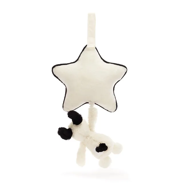Jellycat Bashful Black & Cream Puppy Musical Pull Toys