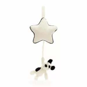 Jellycat Bashful Black & Cream Puppy Musical Pull Jellycat Bashful Black & Cream Puppy Musical Pull