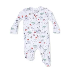 Angel Dear Home Run Baseball Bamboo Viscose 2 Way Zipper Footie