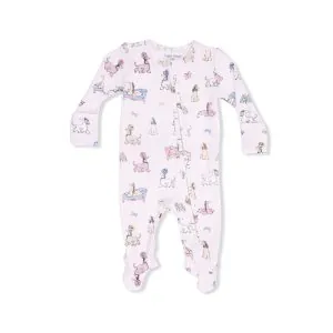 Angel Dear Fancy Hounds with Bows Bamboo Viscose 2 Way Ruffle Back Zipper Footie