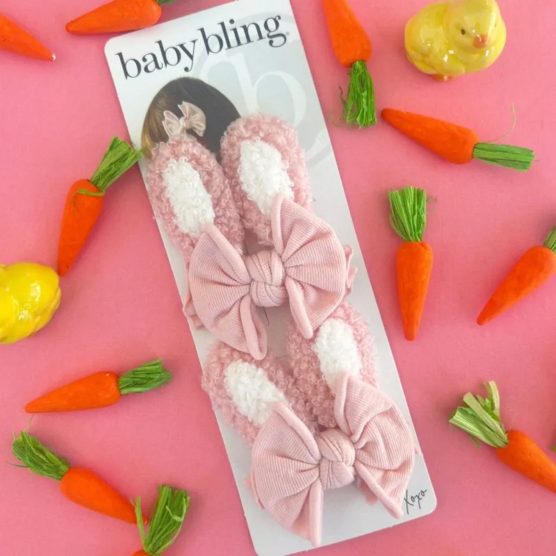 Pink Baby Bunny 2-Pack Novelty Clips made by Baby Bling Bows Pink Baby Bunny 2-Pack Novelty Clips made by Baby Bling Bows