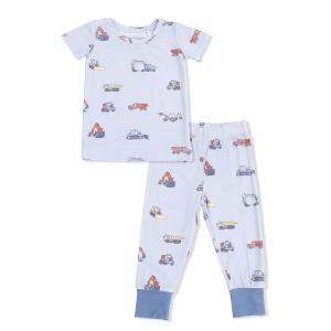 Angel Dear Construction Vehicles Bamboo Viscose Short Sleeve Loungewear Set