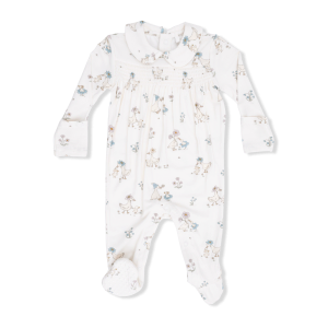 Angel Dear Flower Ducklings Bamboo Viscose Smocked Peter Pan Snap Footie