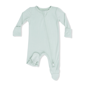 Angel Dear Solid Cameo Green Bamboo Viscose 2 Way Zipper Footie