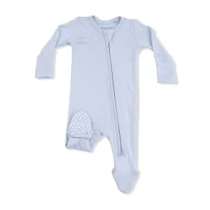 Angel Dear Solid Niagara Mist Rib Bamboo Viscose 2 Way Zipper Footie