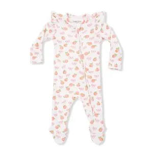 Angel Dear Little Peaches Ribbed Modal 2 Way Ruffle Sleeve Zipper Footie