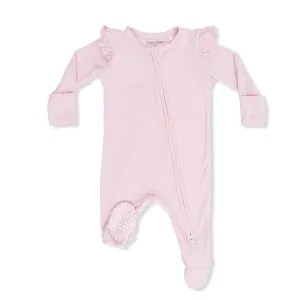 Angel Dear Solid Lotus Bamboo Viscose 2 Way Ruffle Sleeve Zipper Footie