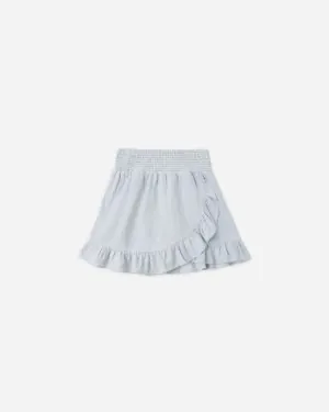 Rylee + Cru Wrap Ruffle Skirt in Heathered Light Blue