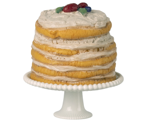 Maileg Party Cake and Cake Stand for Mouse in Off White