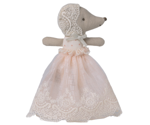 Maileg Baby Mouse in Gown Powder