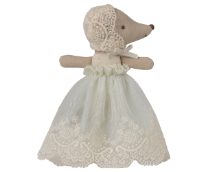 Maileg Baby Mouse in Gown Mint