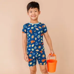 Kiki + Lulu Shell We Go to Bed Blue Short Set Pajamas