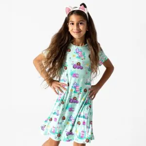 Bellabu Bear Gabby's Dollhouse Cat Francisco Bamboo Short Sleeve Dress