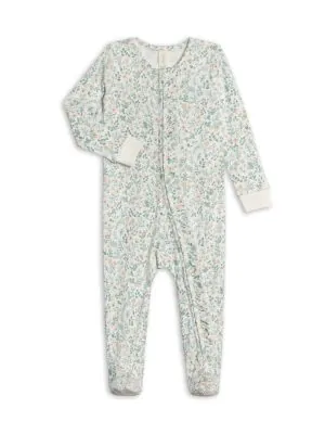 Colored Organics Neve Ruffle Zipper Footed Romper Merion Floral Laguna + Shell