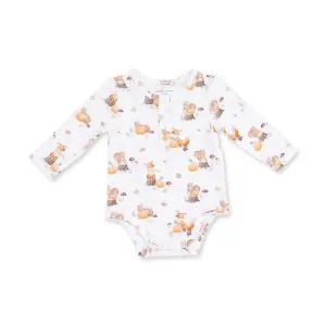 Angel Dear Southern Woodland Animals Pink Bamboo Long Sleeve Bodysuit Angel Dear Southern Woodland Animals Pink Bamboo Long Sleeve Bodysuit