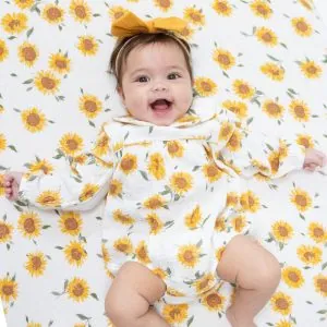 Angel Dear Baby Sunflower Bamboo Classic Bubble with Peter Pan Collar Angel Dear Baby Sunflower Bamboo Classic Bubble with Peter Pan Collar